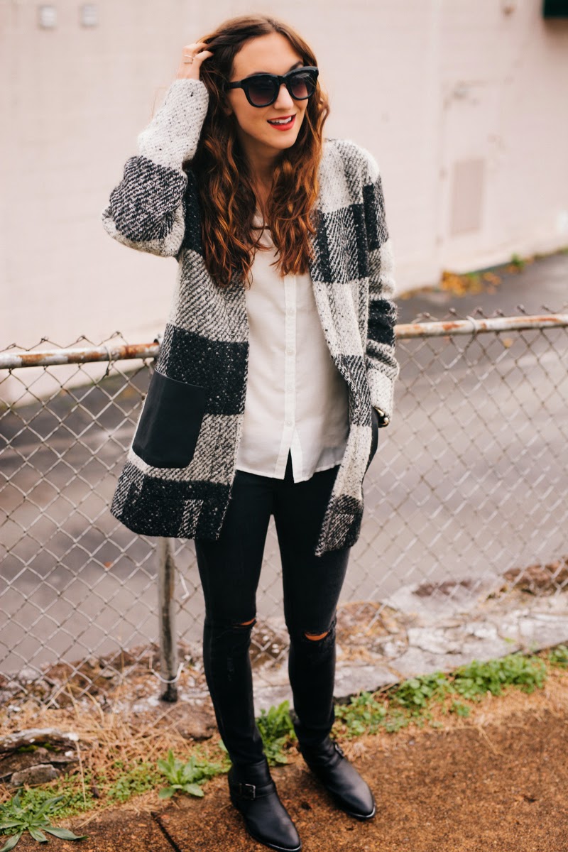 piperlime, greylin jacket, wool checkered jacket, rag and bone jeans, distressed denim, piperlime denim, fall style