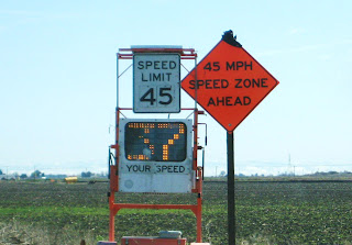 Speed Trap watch your speed, 45 mph speed zone ahead, onelovejourney2012, one love journey 2012, one love travels