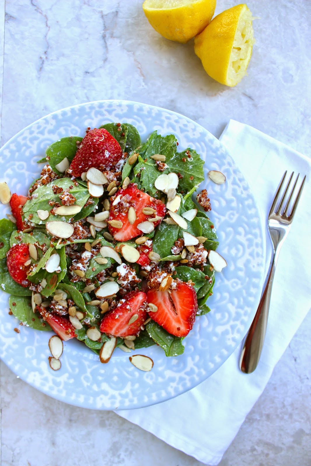 Stew or a Story Spinach Strawberry Salad with Coconut Quinoa and Honey