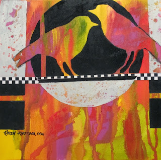 "High Wire Act" ( 11" x 11" image) Acrylic and collage $125