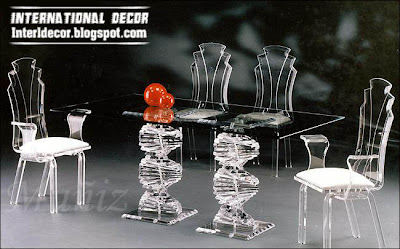 luxurious glass dining room furniture, glass table and chairs furniture