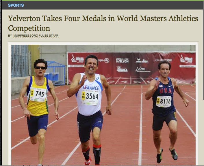 ARTICLE:  Yelverton Takes Four Medals in World Masters Athletics Competition - Lyon, France, 8/15