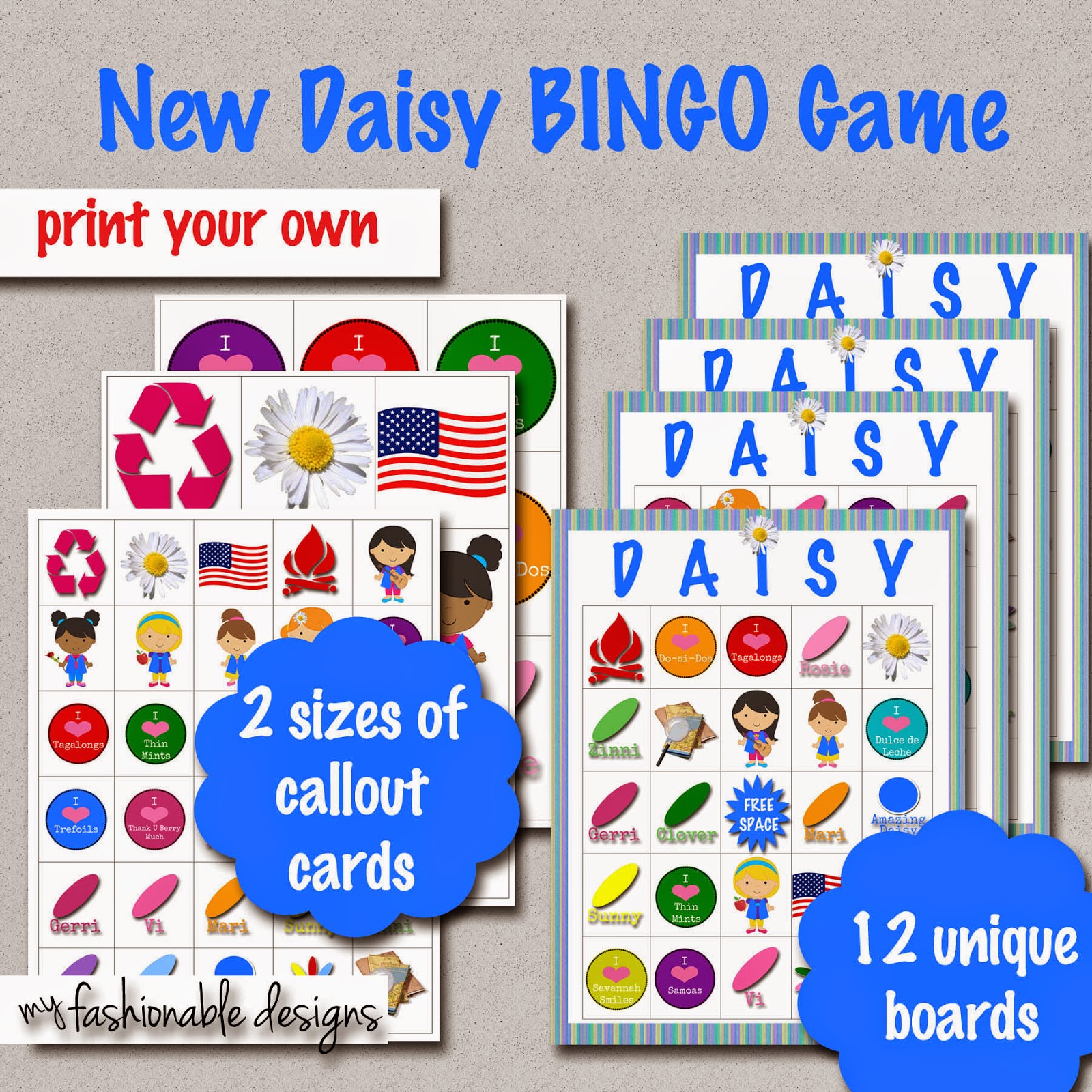 My Fashionable Designs Girl Scouts DAISIES BINGO GAME!!!