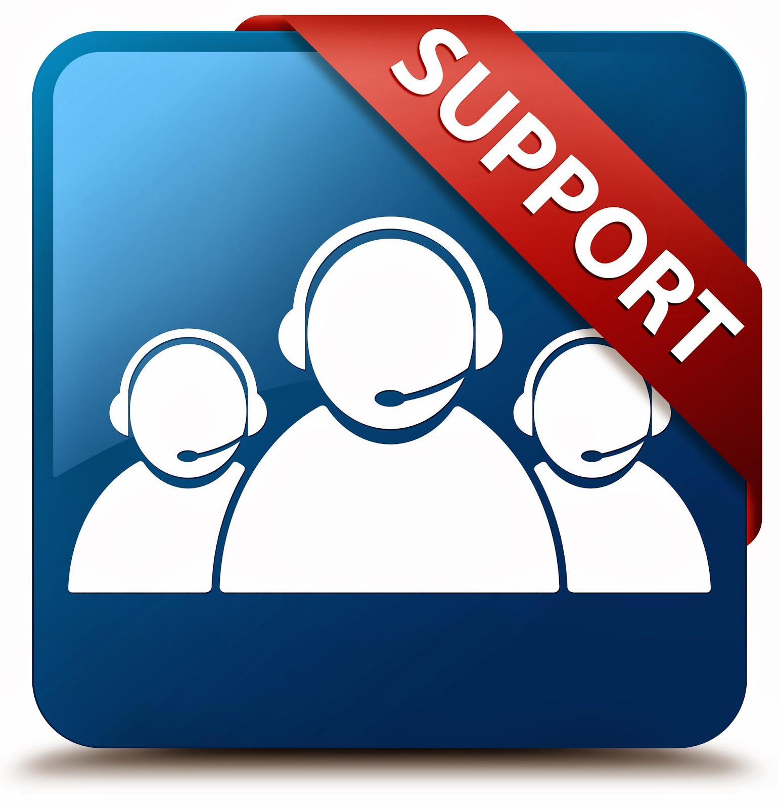 Support people with headsets, and a banner saying "support"