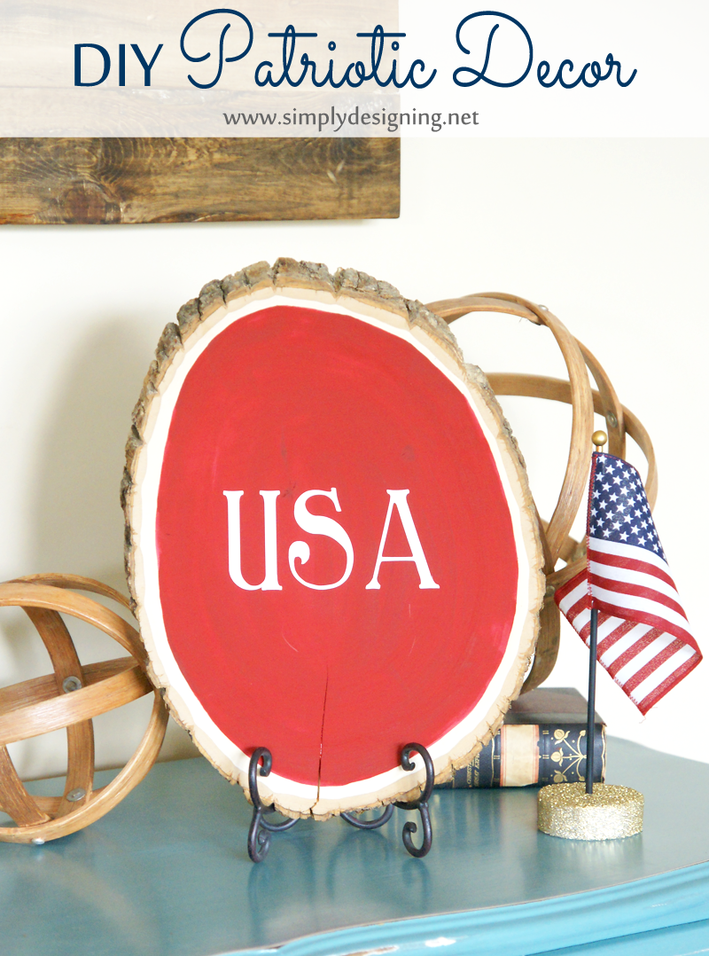 DIY Patriotic Tree Slice Decor | #4thofJuly #FourthOfJuly #redwhiteandblue #patriotic #craft #craftblogger