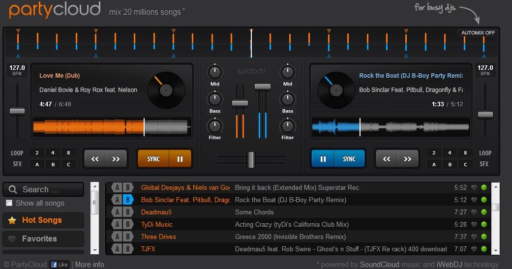 Living Online PartyCloud, A Virtual Online DJ Player