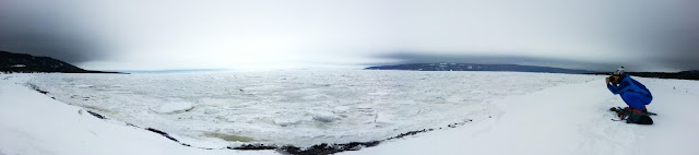 Ice floes in the Atlantic ocean by Cape Breton, Nova Scotia, Canada near Cabot Shores Resort