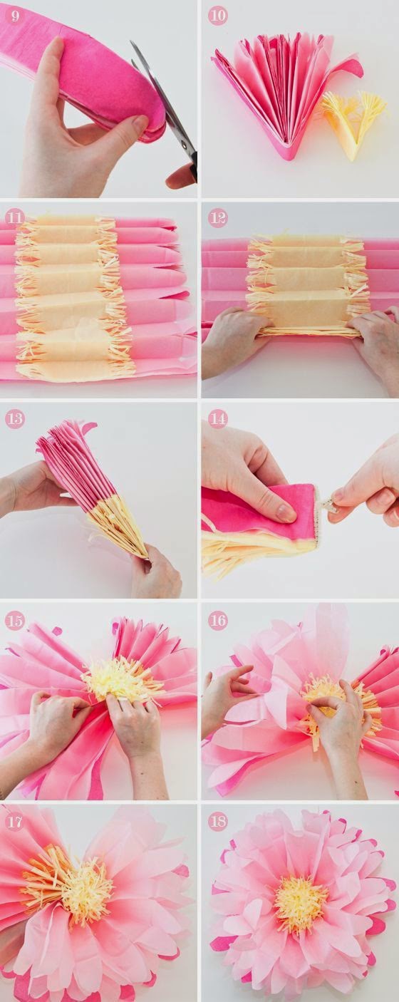DIY How to make large tissue paper flowers