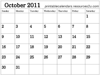 Free Printable Blank Calendars 2013 on Free 2012   2013 Calendars Printable  Blank Calendar October 2011