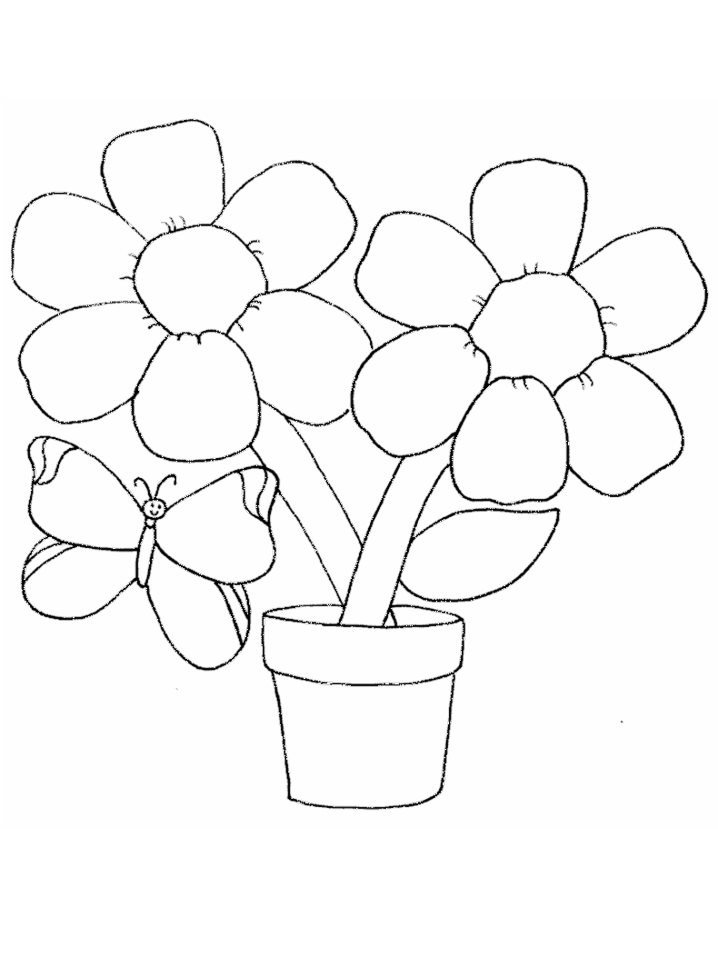 Butterfly And Flower Coloring Pages - Flower Coloring Page
