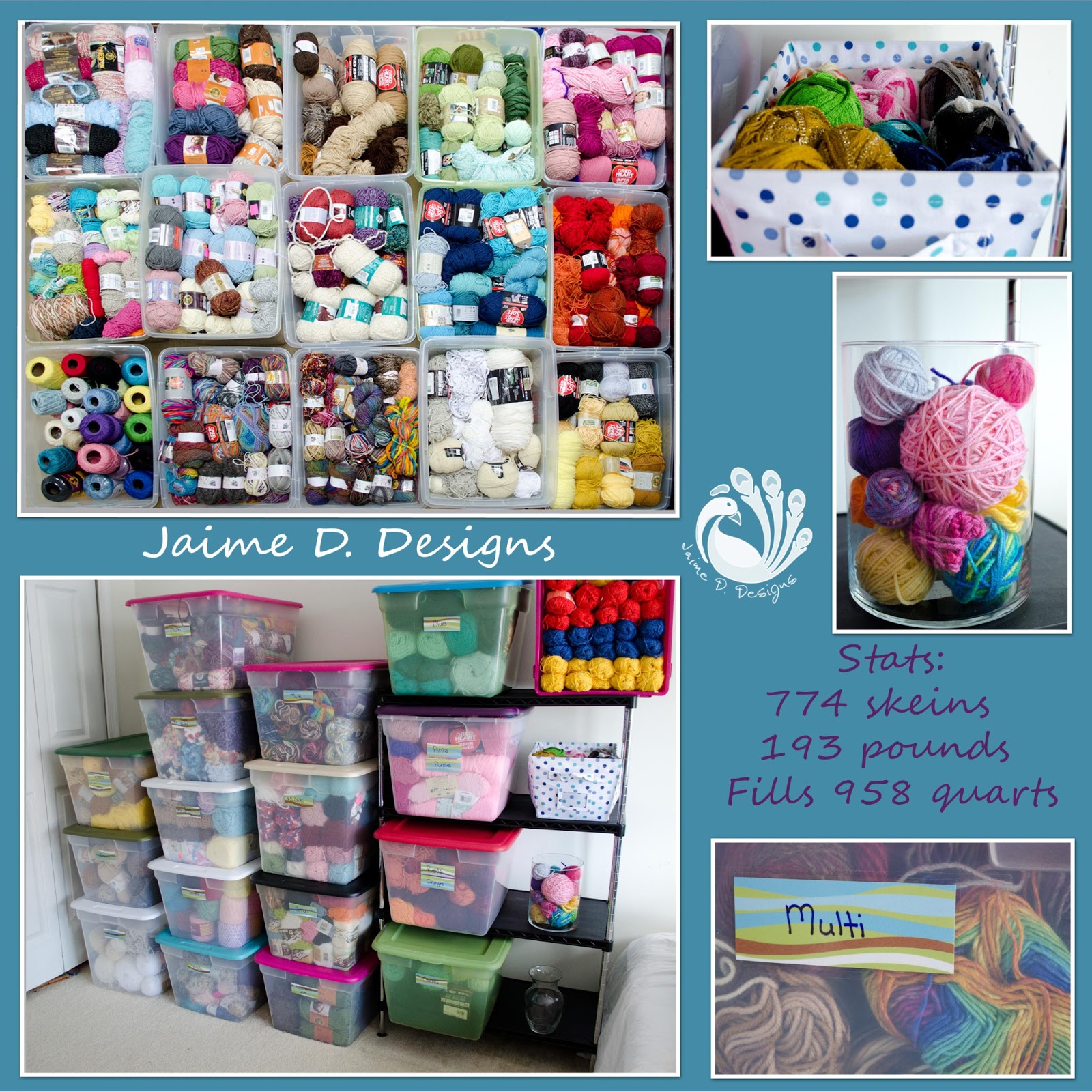 Jaime D. Designs How I organize my yarn stash