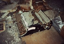 Smashed typewriter