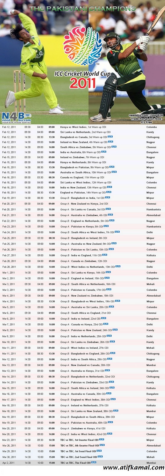 World+cup+2011+cricket+schedule