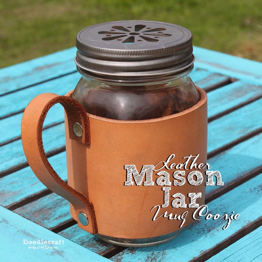 Leather Mason Jar Mug Coozie!