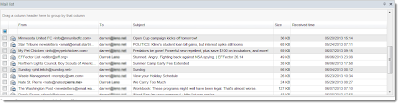 Highlighted email messages are selected and ready to be exported to PDF. The Pst Viewer Pro mail list with highlighted email messages.