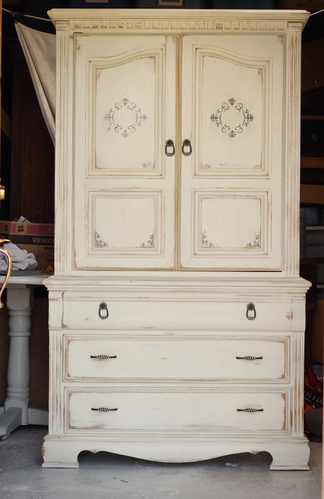 Redemption Refinishing Old White Armoire
