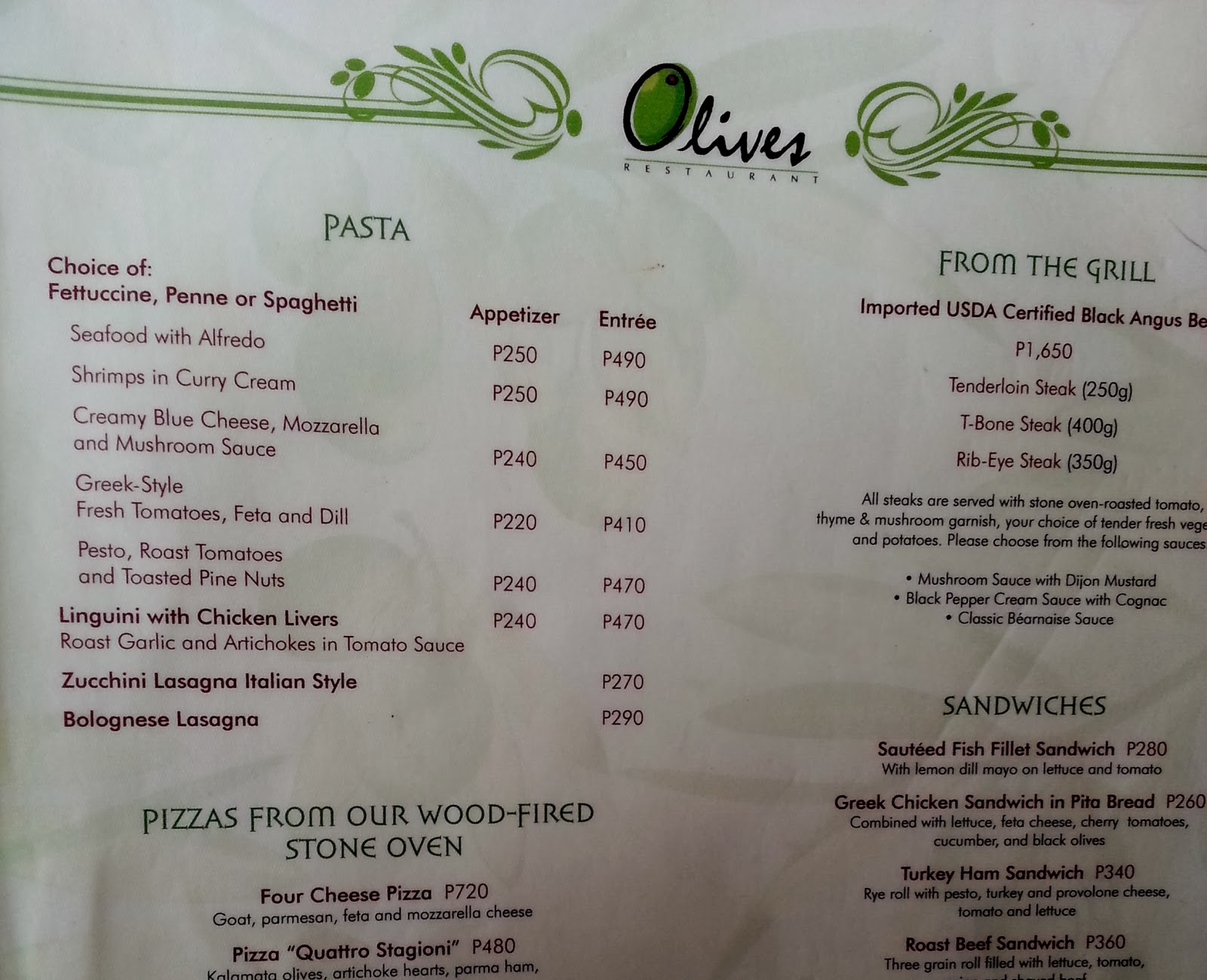 Olives Restaurant, Thunderbird Resorts The Letters In November