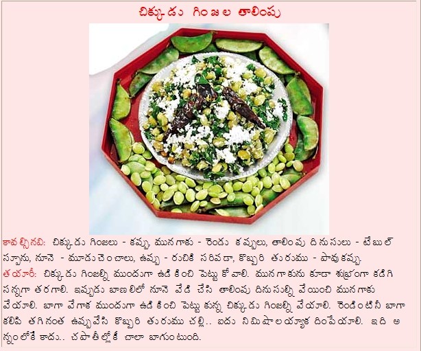 TELUGU WEB WORLD: Beans plus Drumsticks vegetables recipe - Chikkudu  Ginjalu Talimpu Telugu Recipe