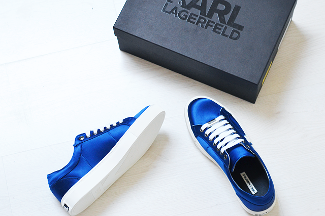 Karl lagerfeld, k by karl, electric blue, sneakers, satin, designer sneakers, 2015, collection, street style, zalando