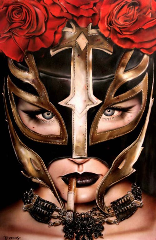 As surreais pinturas hiper-realistas de mulheres prontas para a guerra e violência de Brian Viveros Brian Viveros pinturas mulheres badass violentas fumantes guerra surreal hiper realista