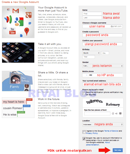 pormulir pendaftaran google akun pendaftaran akun google