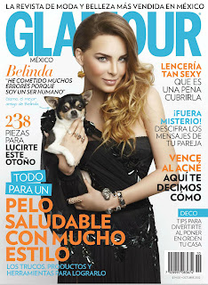 Belinda on the cover of Glamour Mexico Oct 2012 Issue holding a god