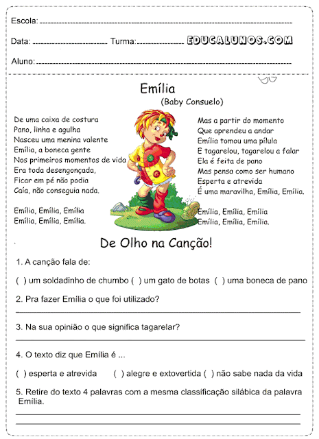 Atividades sobre interpretação de texto para o 5° ano do ensino fundamental