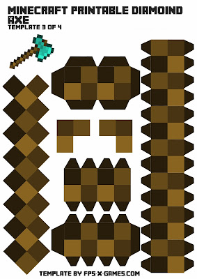 Minecraft diamond axe template 3 of 4 Minecraft diamond axe template 3 of 4