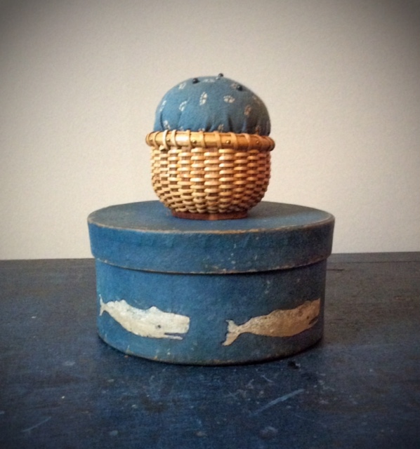 Paint Decorated Box with Handmade Nantucket Basket