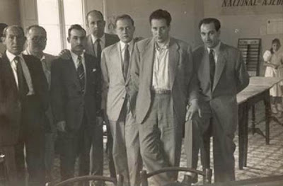 Los ajedrecistas Juan Sola, Matías de Llorens, Viñas, Ribera, García Orús, Albareda y Canut