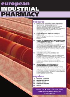 European Industrial Pharmacy 26 - September 2015 | ISSN 1759-202X | TRUE PDF | Trimestrale | Professionisti | Farmacia | Tecnologia
European Industrial Pharmacy is the electronic journal of the European Industrial Pharmacists Group (EIPG). The journal contains articles, news and comments of special interest to pharmaceutical scientists and executives working in the European pharmaceutical and allied industries. It is independently managed, has a European Editorial Advisory Board and allows the voices of Industrial Pharmacists to be communicated to as wide an audience as possible.