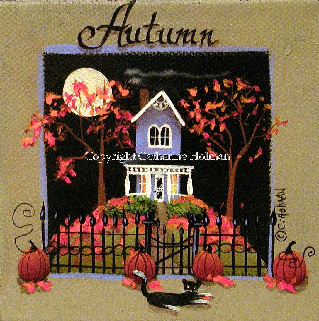 Catherine Holman Folk Art Autumn Folk Art Painting Progression