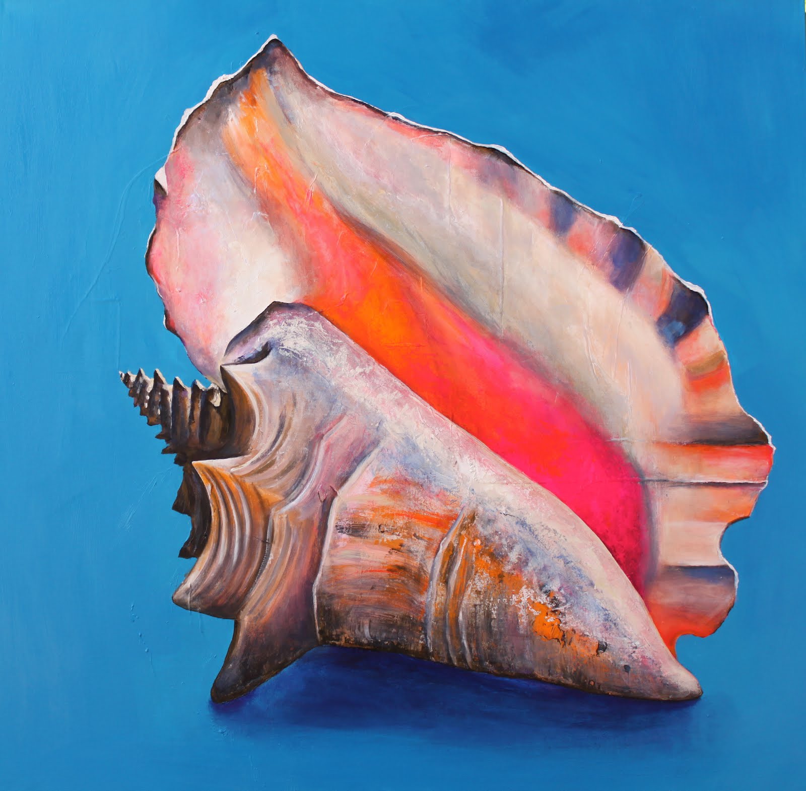 Paintings By Tracy Effinger Upton: Conch Shell on Brilliant Blue