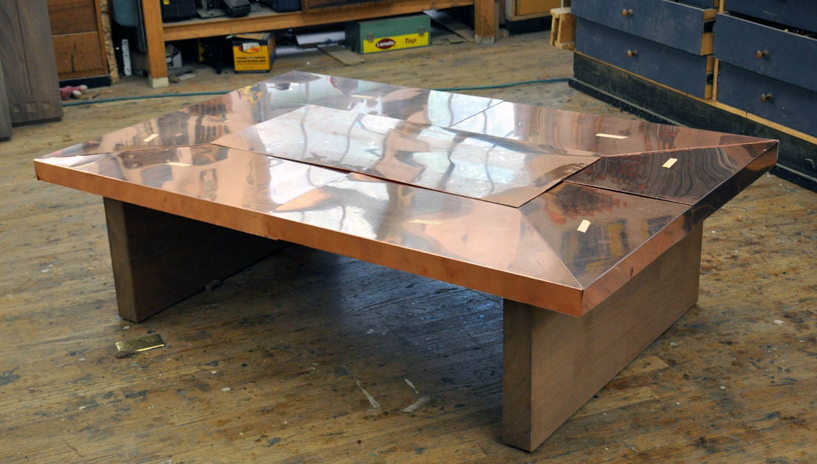 Dorset Custom Furniture - A Woodworkers Photo Journal: A Copper a copper top coffee table - Dorset Custom Furniture - A Woodworkers Photo Journal: A Copper