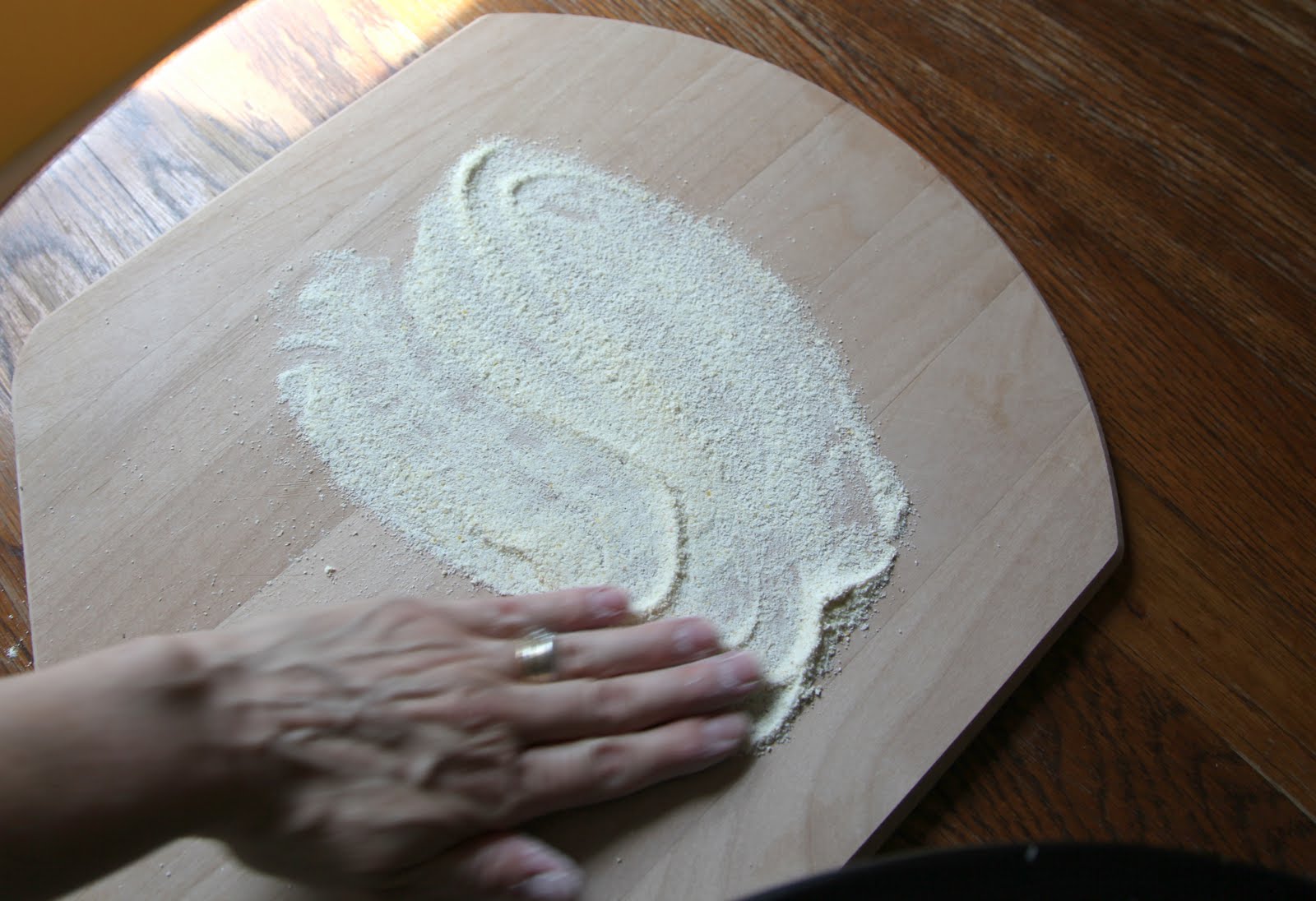 use a serrated knife to cut off about 1 4 of the dough  approximately
