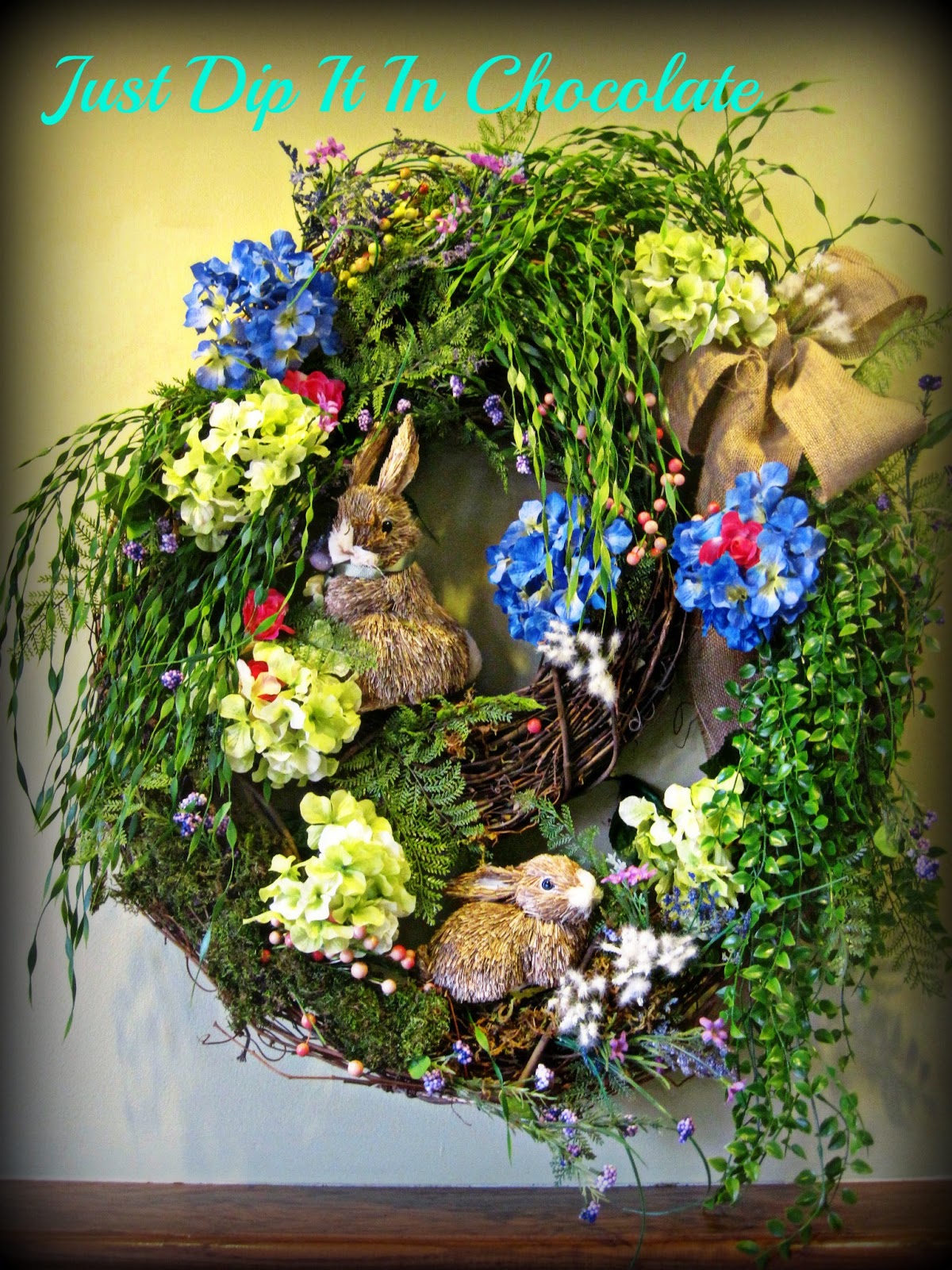 Just Dip It In Chocolate Rabbit Burrow Spring Wreath