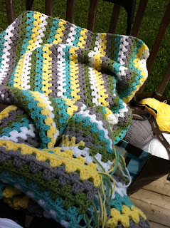granny stripe blanket progress
