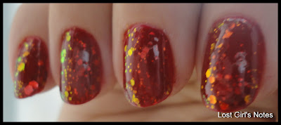 kleancolor chunky black holo with red revlon fire nail polsih