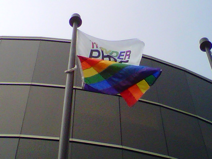 The rainbow flag is flying high over Thunder Bay's City Hall. The rainbow flag is flying high over Thunder Bay's City Hall.