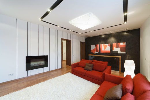 style of minimalism in living room, small area with two floors