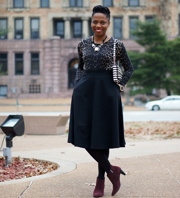 black skirt midi length