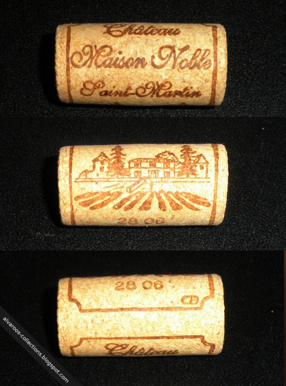 Wine cork: Chateau Maison Noble, Saint-Martin, 28 06 Wine cork: Chateau Maison Noble, Saint-Martin, 28 06