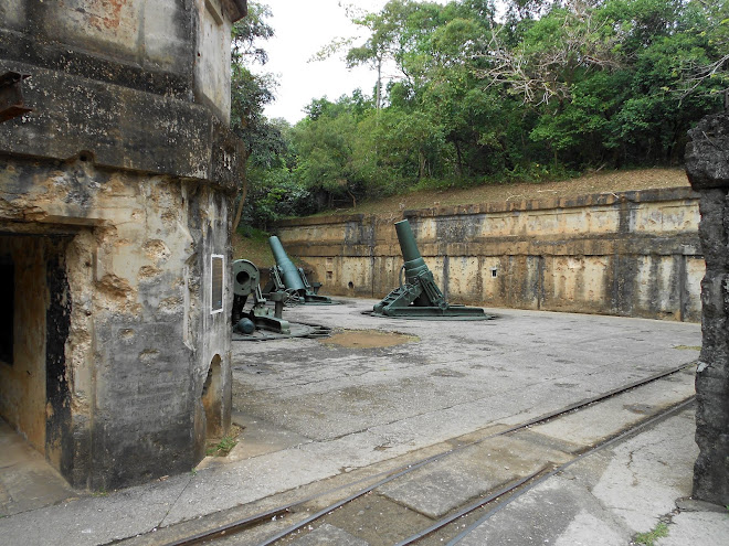 battery way on the Rock, with more tram rails.