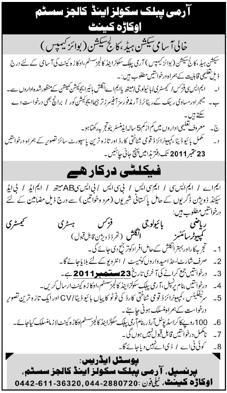 ARMY PUBLIC SCHOOL LECTURER/TEACHER JOBS IN ALL SUBJECTS 03_03