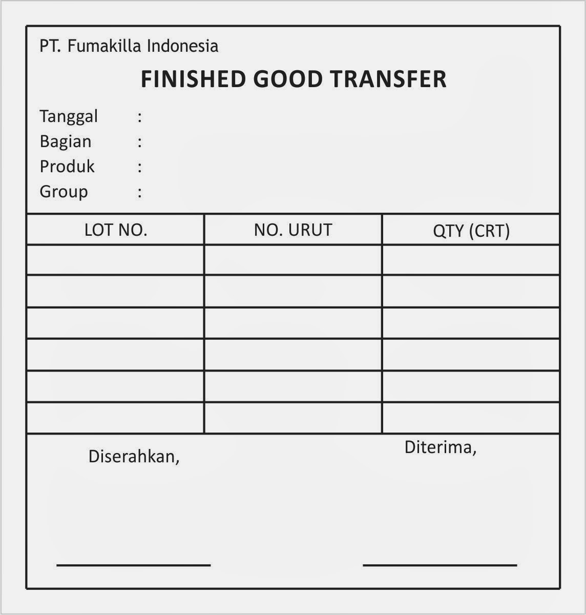 Percetakan Nota Faktur Jatake Tangerang Cetakl Form Finished Good Transfer