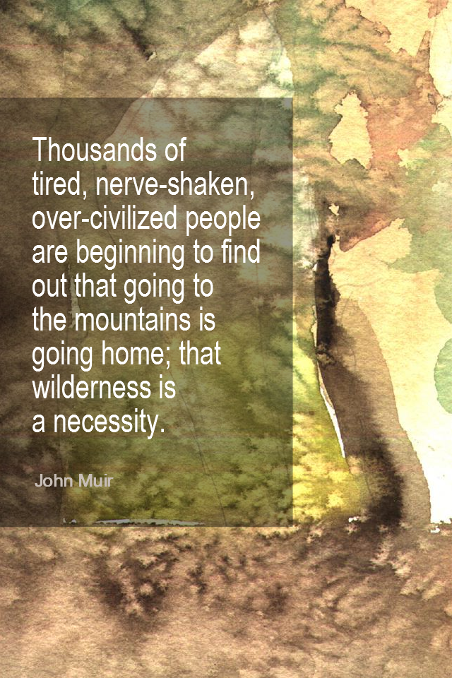 visual quote - image quotation for NATURE - Thousands of tired, nerve-shaken, over-civilized people are beginning to find out going to the mountains is going home; that wilderness is a necessity. - John Muir