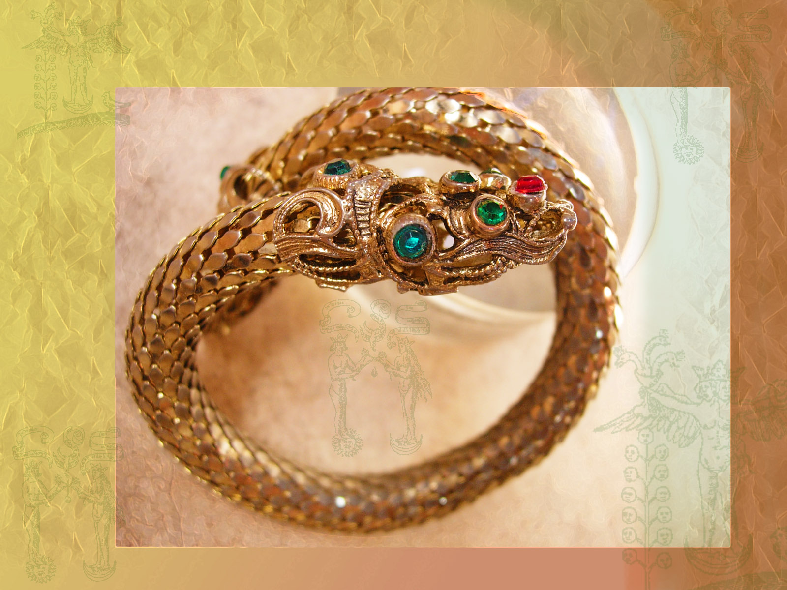 VintageSparkles****** Vintage Jeweled Dragon Bracelet Mesh Snake coil