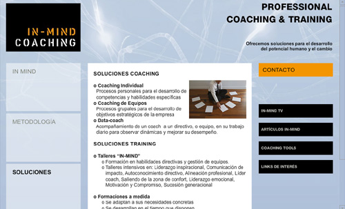 ver página web de IN-MIND COACHING: soluciones para el desarrollo del potencial humano y el cambio en empresas (soluciones coaching y training)
