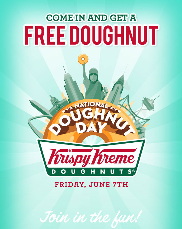 FREE IS MY LIFE: FREE Krispy Kreme Doughnuts on National Doughnut Day 6\/7 #NationalDoughnutDay