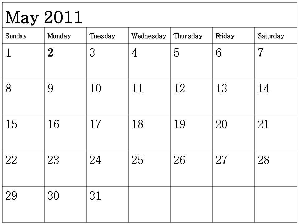 may 2011 calendar template. hair calendar template may